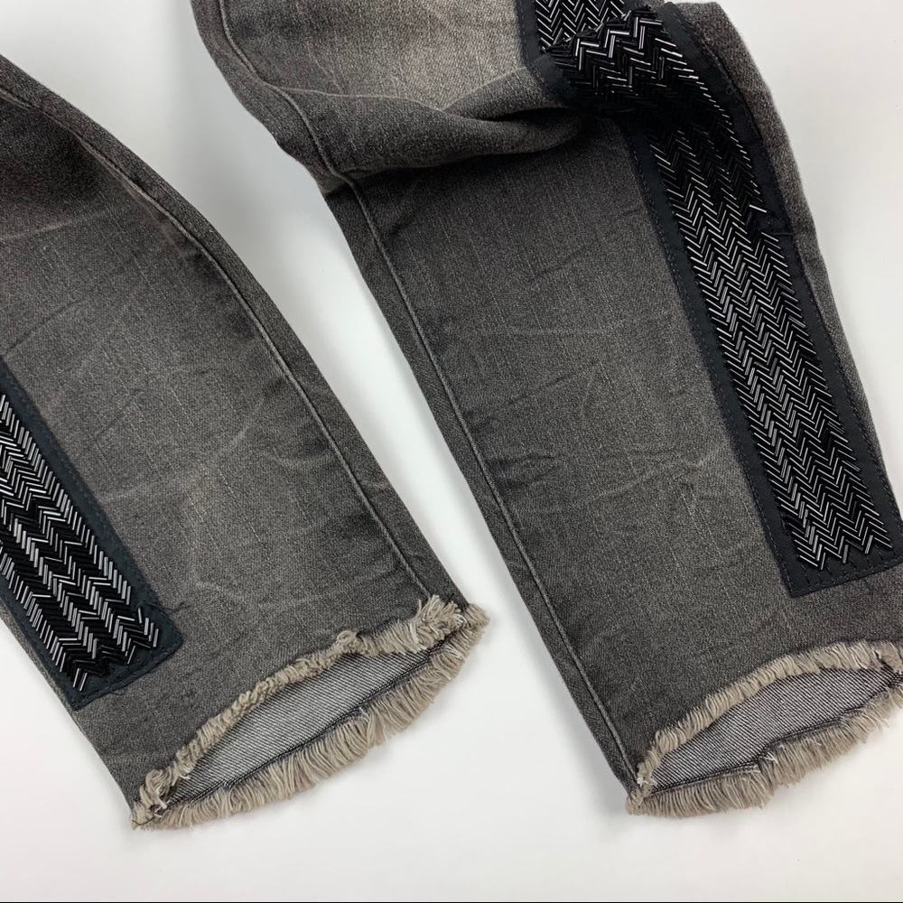 Free People Black Distressed Beaded Jeans Sz 26 - Picture 5 of 14